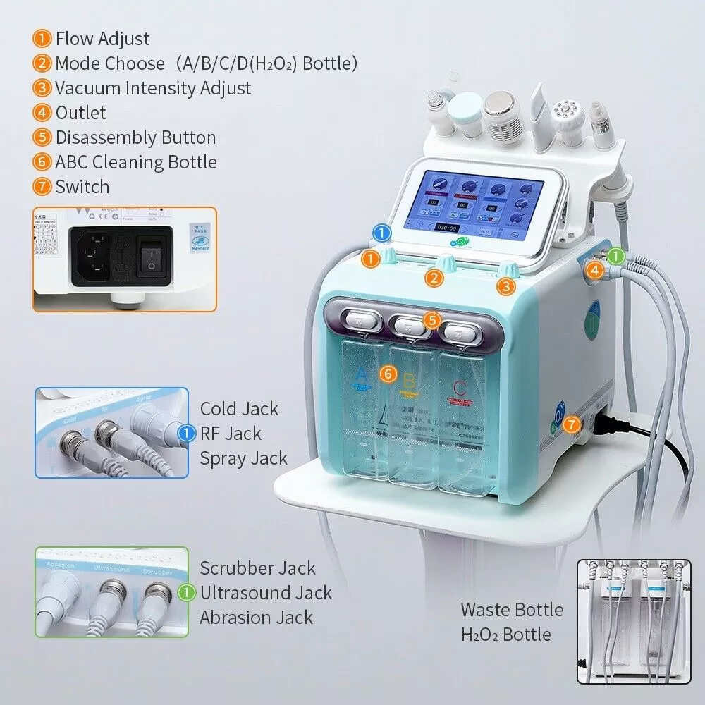7 In 1 H202 Facial Cleaning RF Jet Facial Machine Skin Tightening