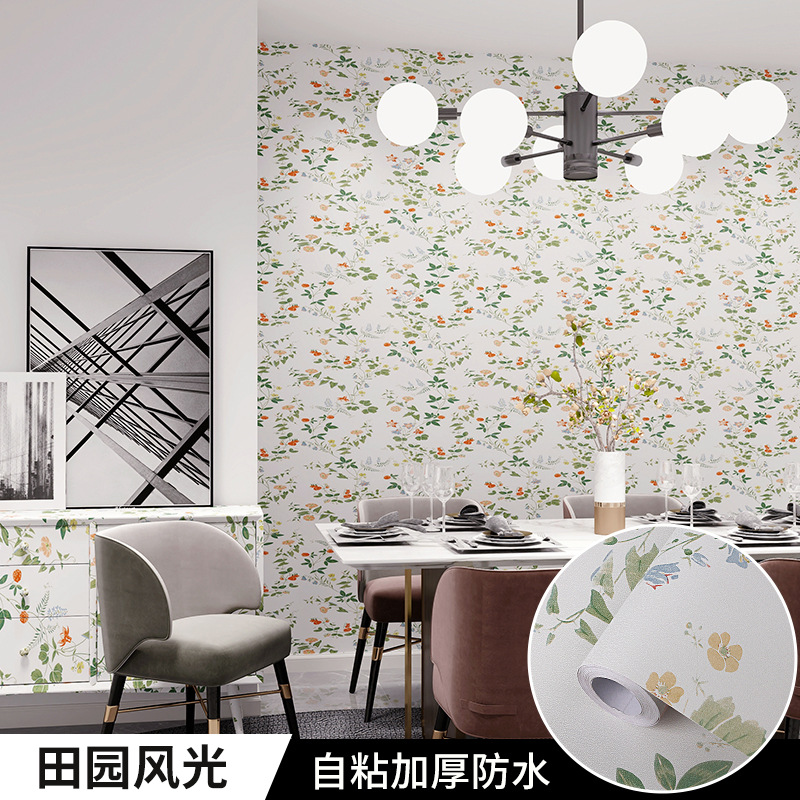 Entry Modern 3D PVC Vinyl 3D Wall Paper Rolls Floral Natural Flower Mural Wallpaper Sticker Waterproof for Home Decoration