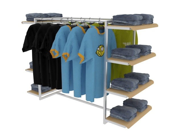 Wooden Steel Clothing Display Racks Industrial Clothing Rack 1600*90081350mm