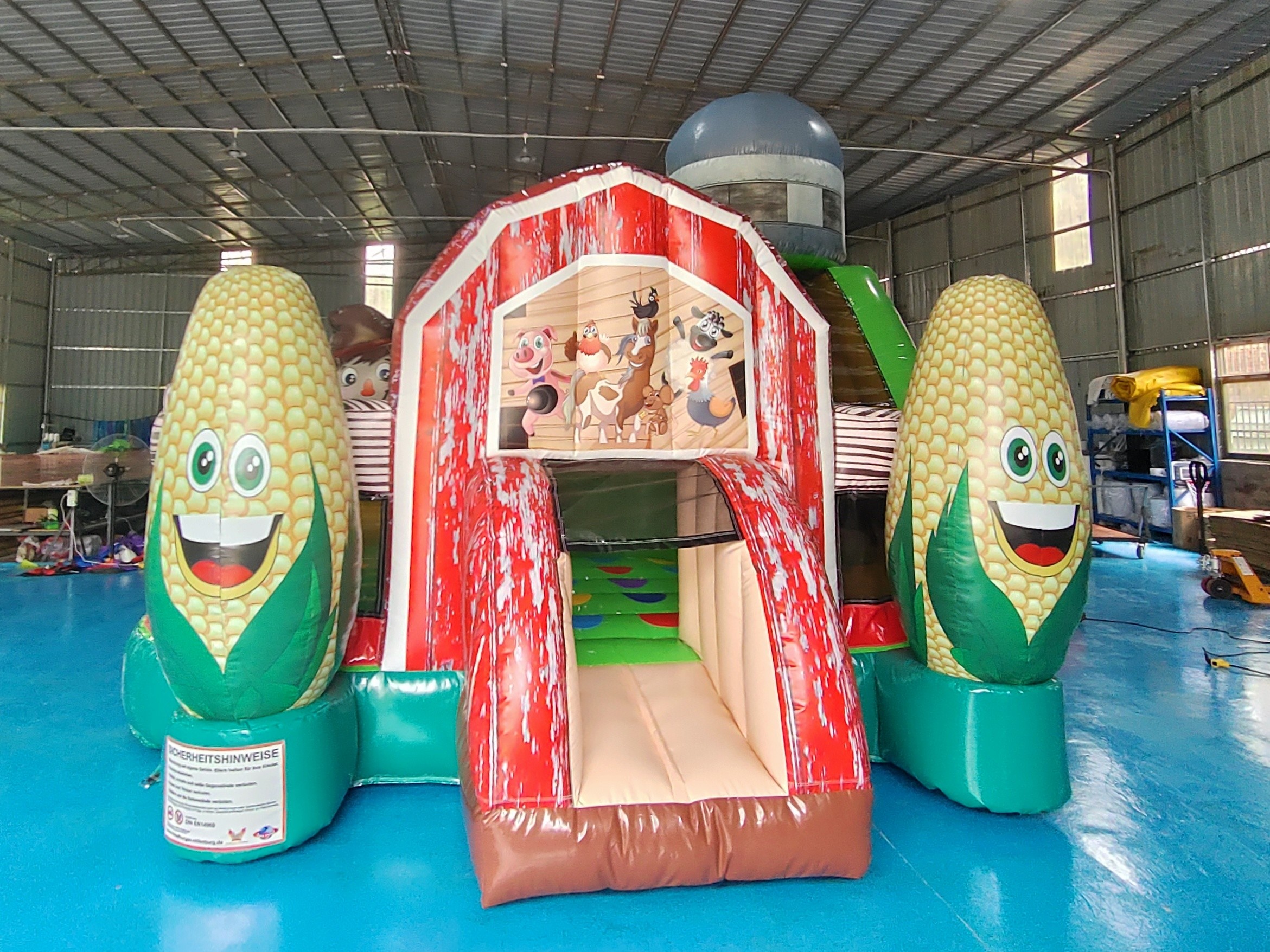 Digital Printing Inflatable Combo Funny Infant Playground Corn Farm Theme Inflatable Bouncy House With Slide For Kids