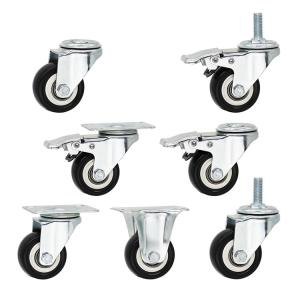 PP Core Rigid Wheel 2" Fixed Plate Soft Light Duty Casters For Small Trolleys