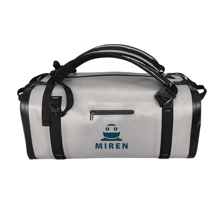 TPU Material 50L Waterproof Duffel Bag Light Gray For Outdoor Travel