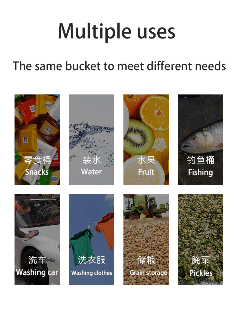 Round Food Grade Storage Drum with Handle and Lid 6L/10L/17L/19L Capacity as Sample