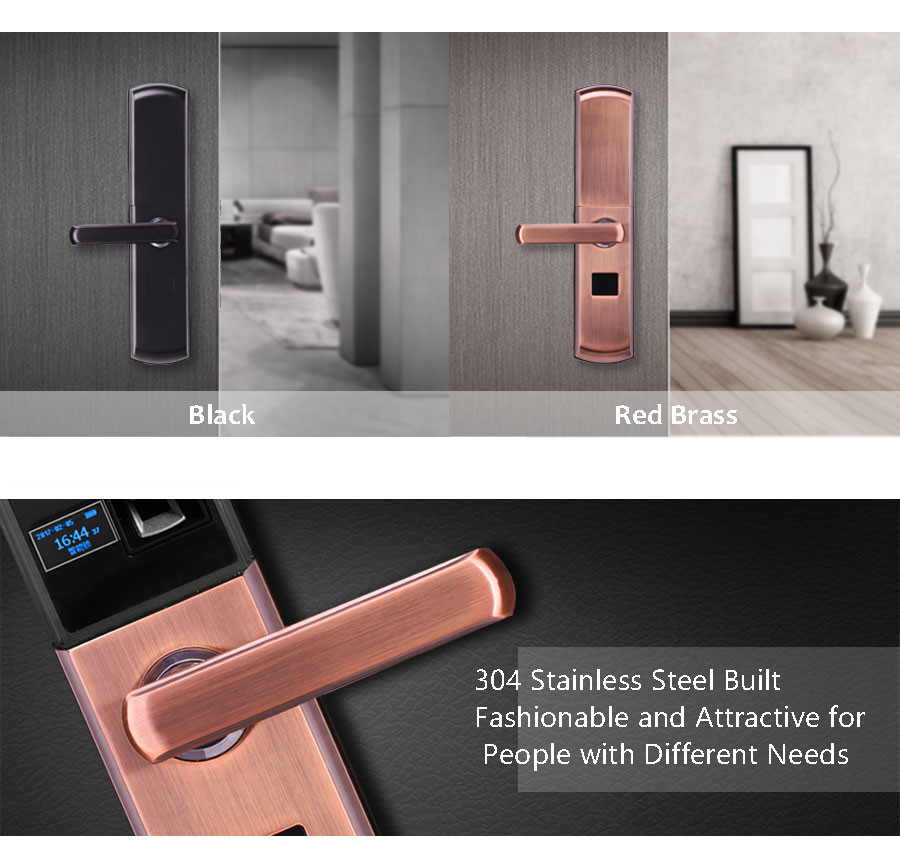 Smart Security Mortise Size 370mm*79mm Electronic Digital Fingerprint House Door Lock