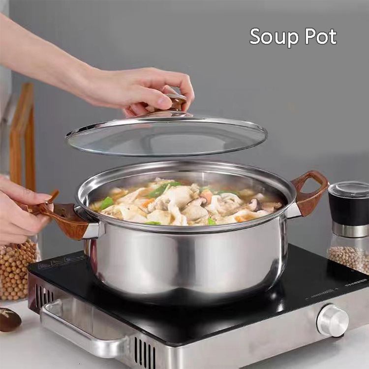 Kitchen 12pcs stainless steel 410 cookware set fry pan milk soup pot water kettle sale
