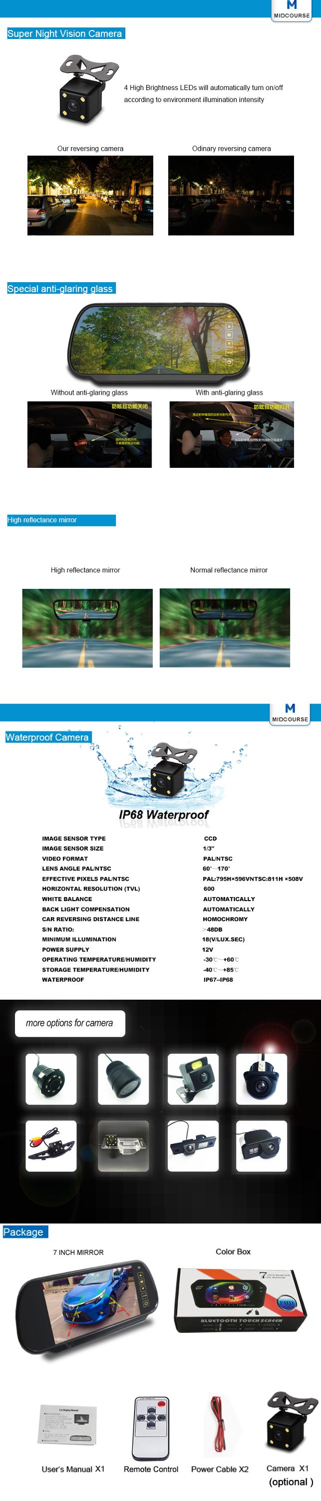 7 inch lcd monitor car reverse parking sensors with rear view camera