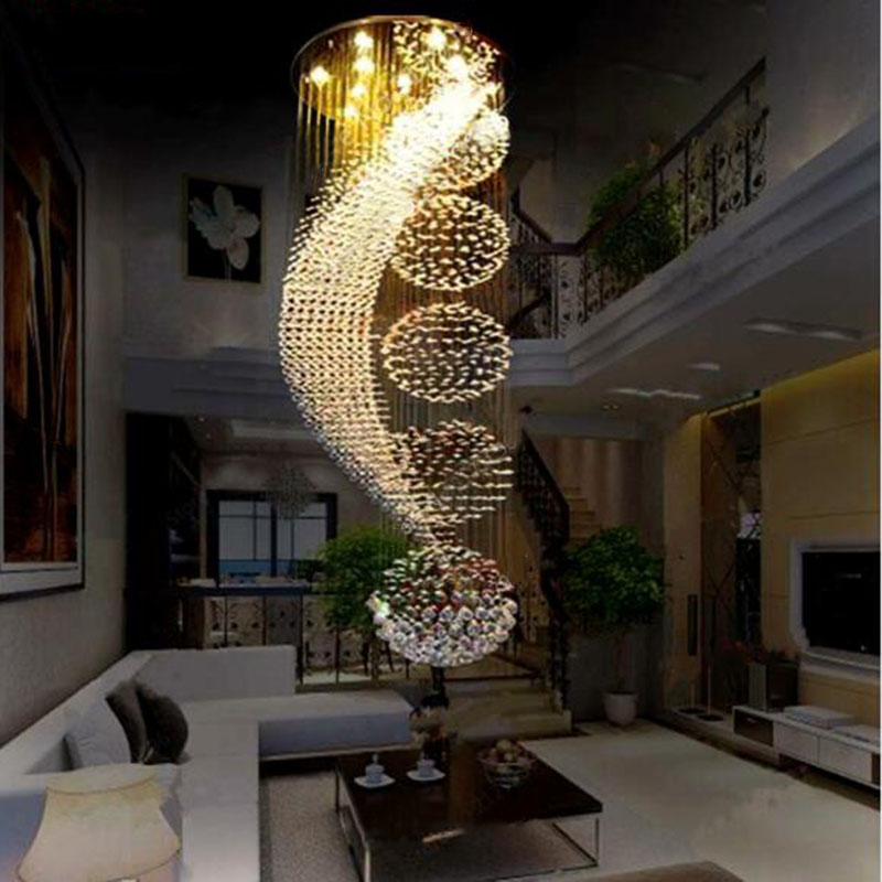 New modern spiral design K9 chandelier LED crystal lights large chandeliers(WH-NC-25)