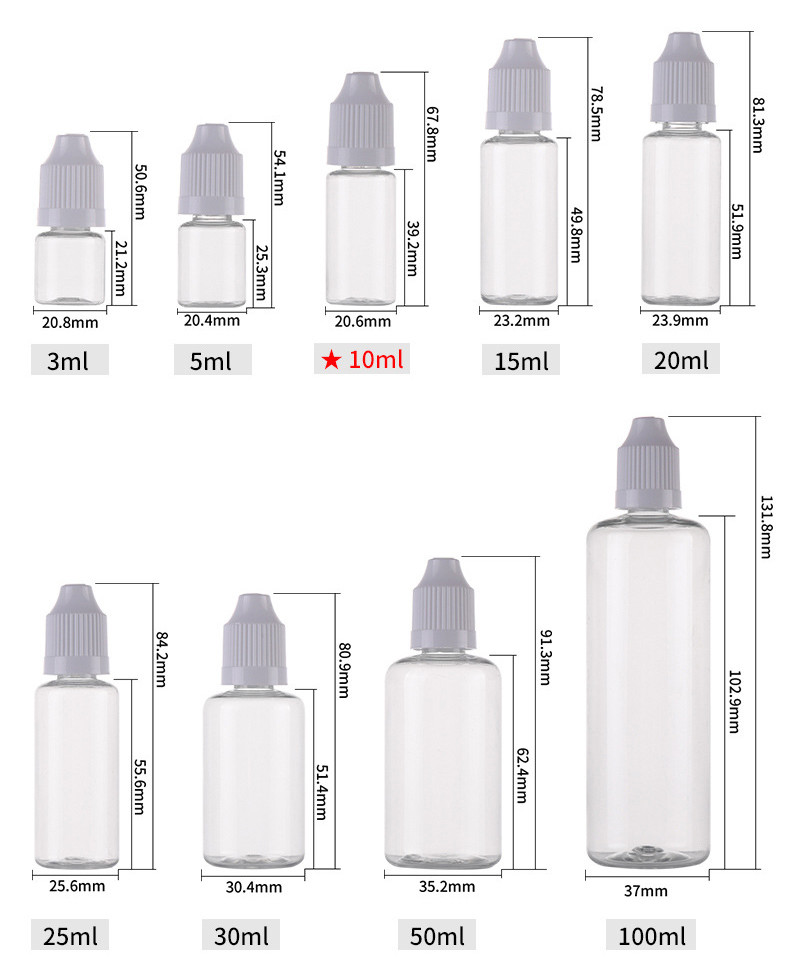 10ML 30ML 60ML E Liquid Plastic Bottle PCR Plastic Squeeze Liquid Bottle