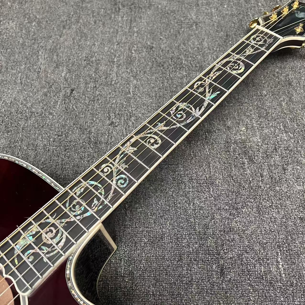 Custom Deluxe SJ200 Solid KOA Top Cutaway Jumbo Acoustic Guitar, Solid KOA Back Side, 43 Inch Gibson Style