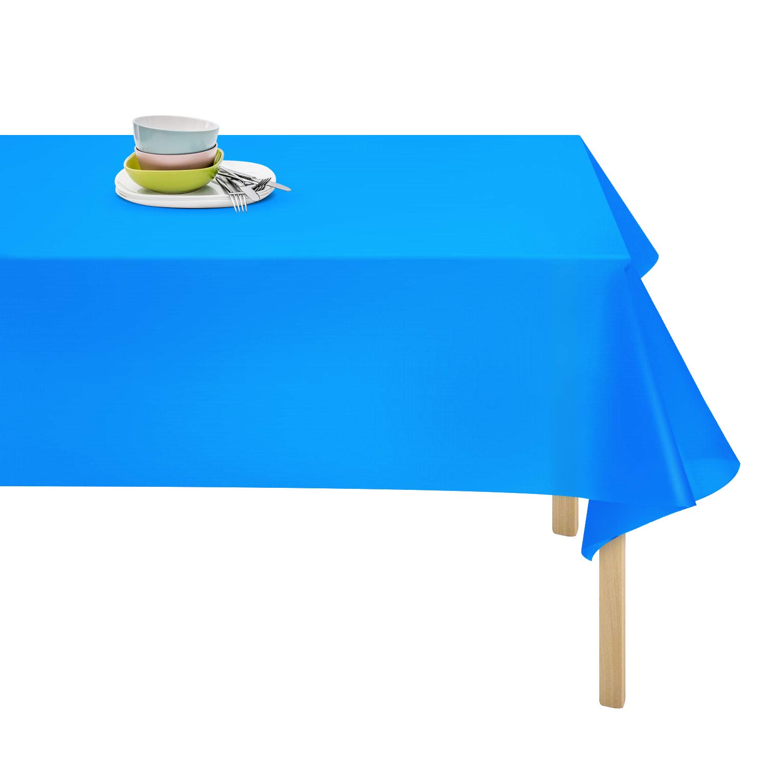 54 inch x 108 inch Premium Plastic Tablecloth Rectangle Waterproof Heavy Duty Table Cover