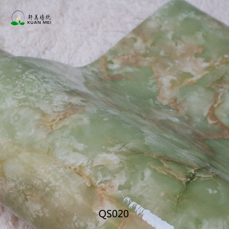0.60m width *10m length or 0.6m width *100m Modern 3D Marble Glossy Self Adhesive PVC Wallpaper for Kitchen Furniture Decoration