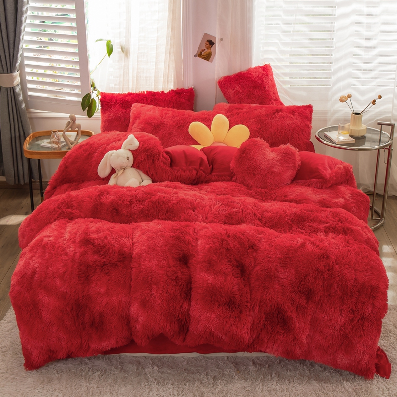 Full Size Bedding Set with Plant Pattern and Reactive Printing in Mink Velvet Material