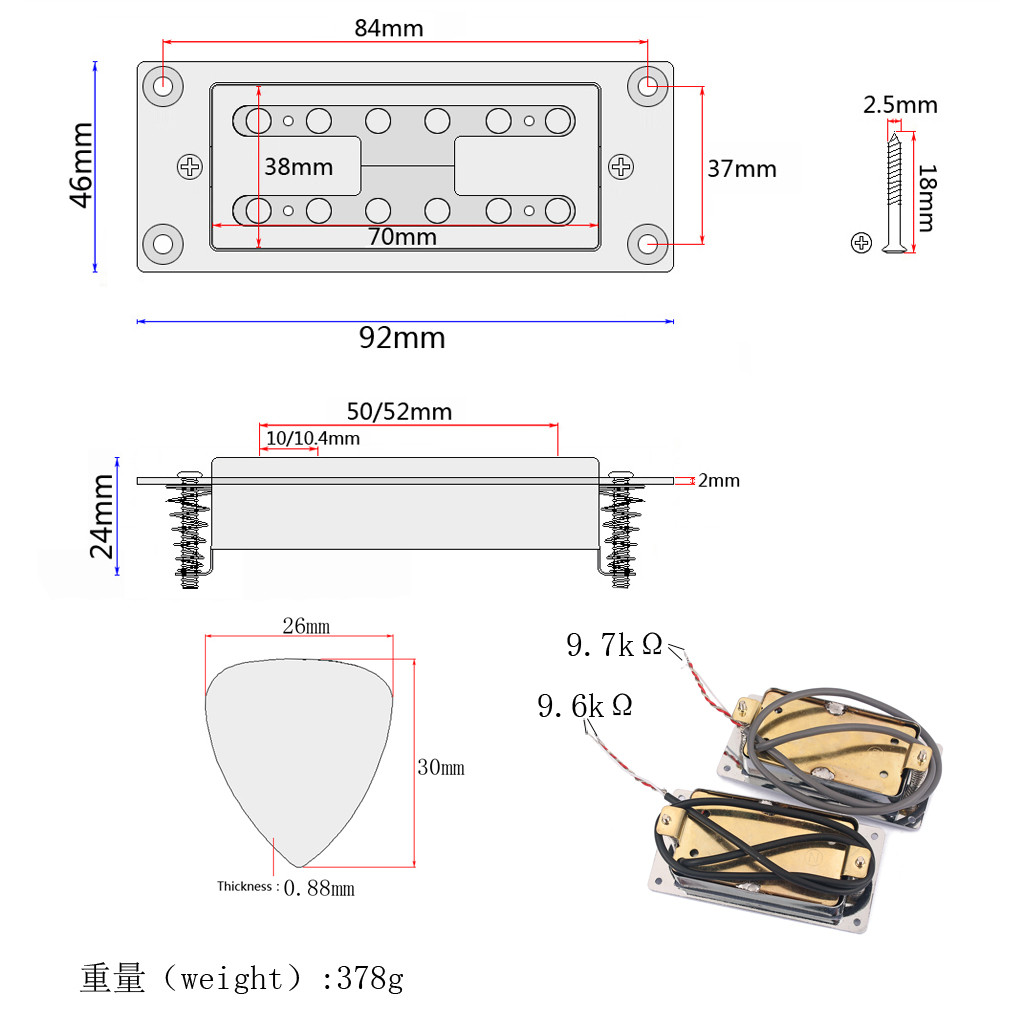 Alnico 5 Humbucker Pickup Set Dual Coil H Style Pickups Chrome 9~10K Output LP Electric Guitars