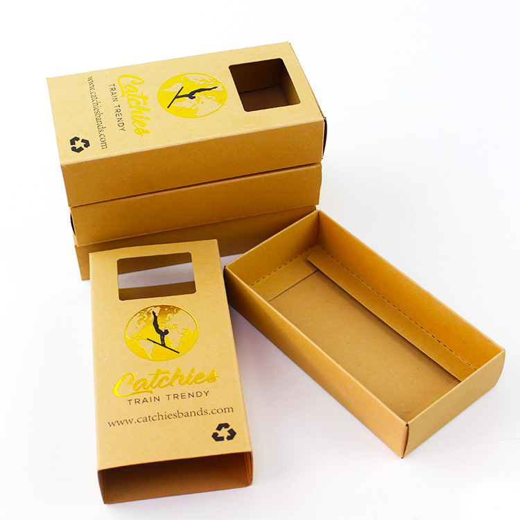 Ecological Square Sliding Kraft Packaging Box With Windows