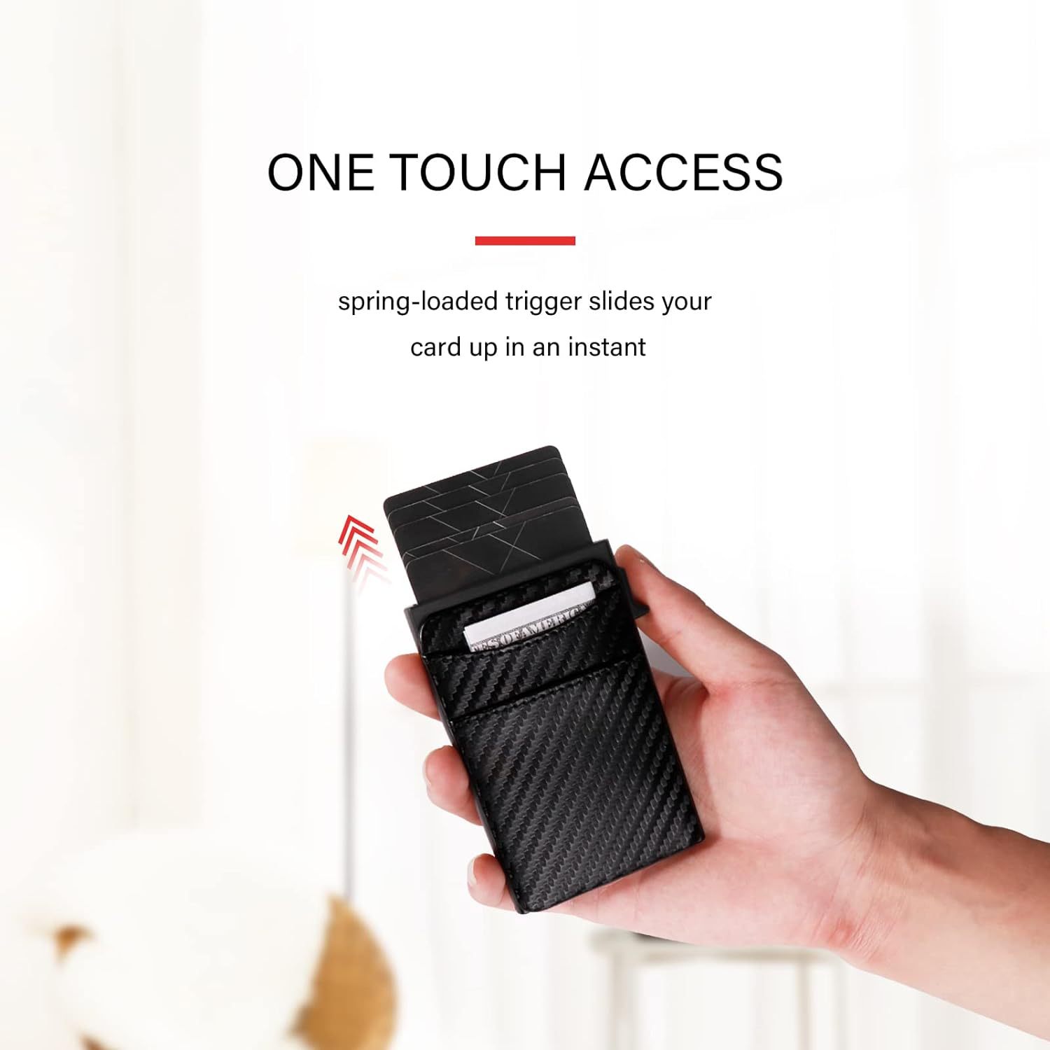 Carbon Fiber PU Pop Up Wallets With Money Clip FRID Blocking Aluminum Card Holders For Men