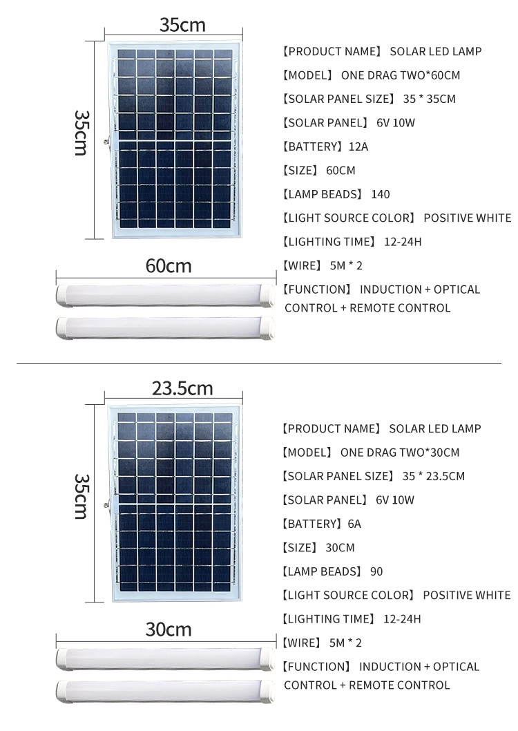 Lightning Protection 120cm Solar Panel Tube Light Fluorescent 10A Panel