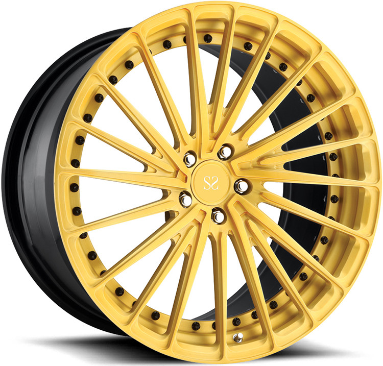 Gold Brush Spokes 2 Piece Forged Wheels For Mercedes Benz Glc 20inch Rotational Polish Stepped