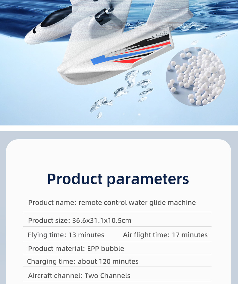 2 Channels Epp Foam Rc Hydroplane Remote Control Toy For Kids Age Range 5 to 7 Years Electric Power Source Amphibious