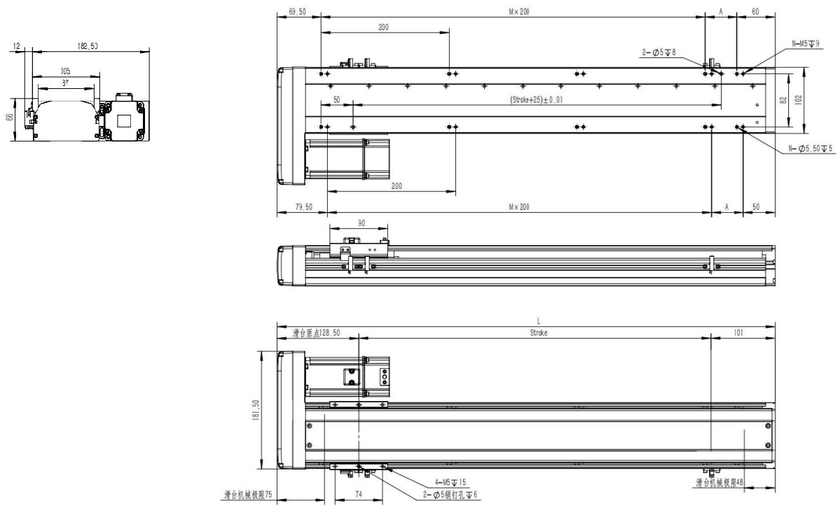 High Precision Linear Motion Module 1050mm Stroke Linear Stage 200W
