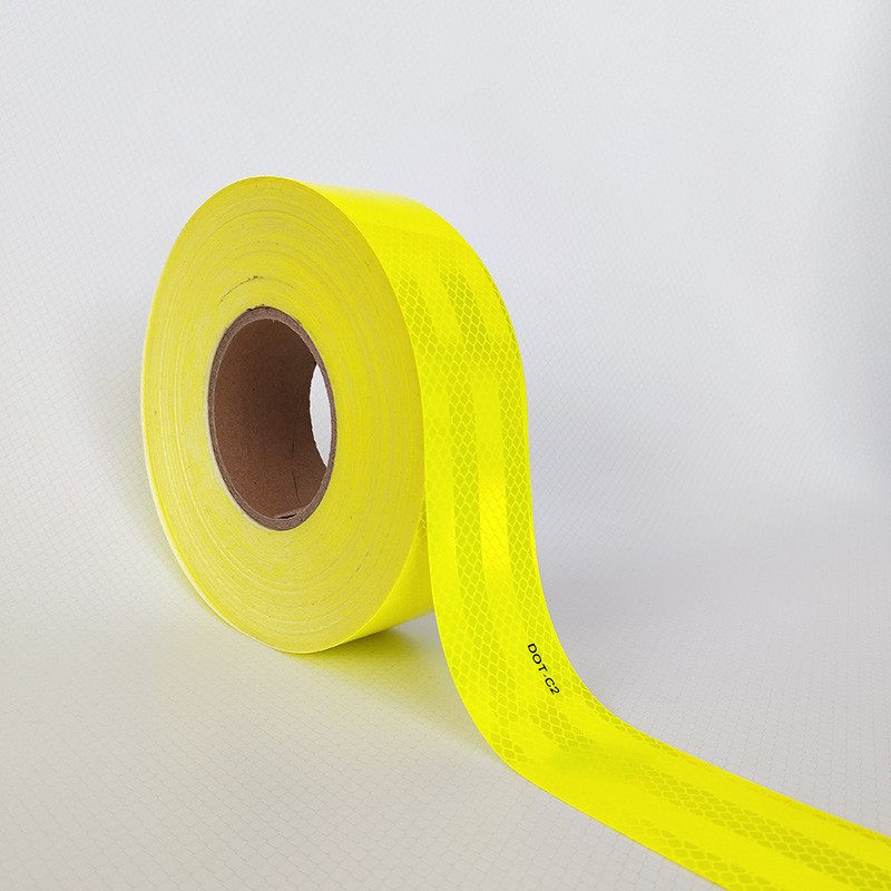 High Intensity DOT C2 Reflective Marking Tape On Trailers Fluorescent Yellow Green