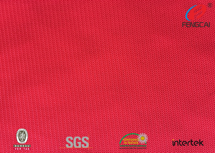 Bright Red Polyester Fluorescent Material Fabric , High Visibility Uniform Fabric