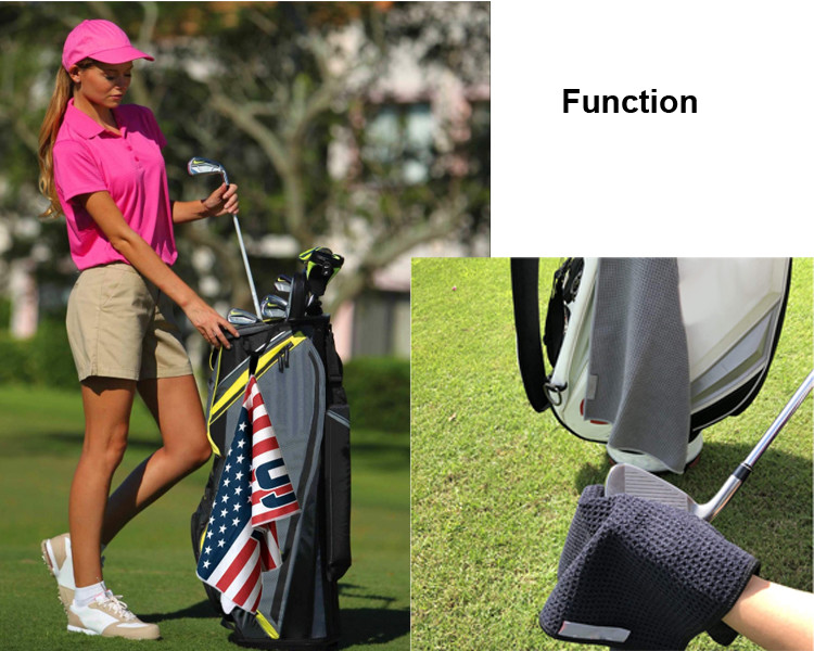 Embroidered White Microfiber Golf Towel Bulk Custom and customized logo