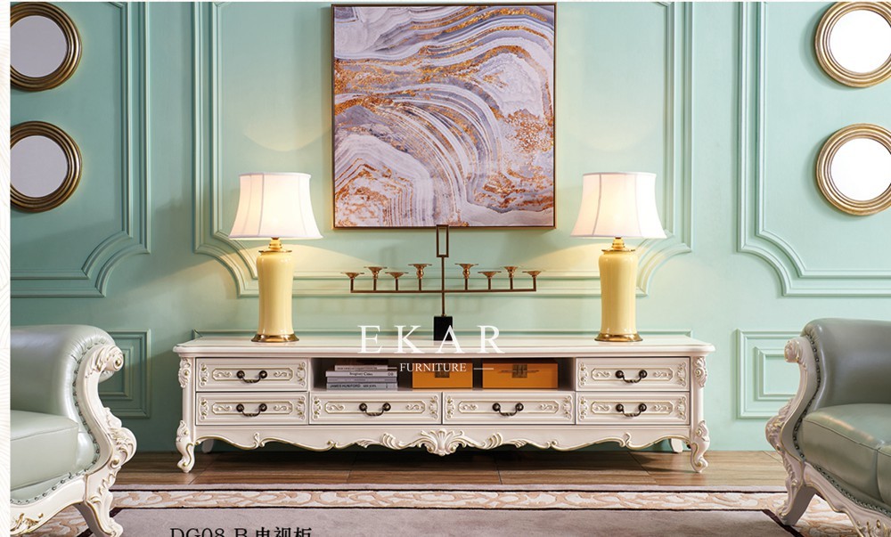 Antique French Style Wood White Tv Stand OY-DG08