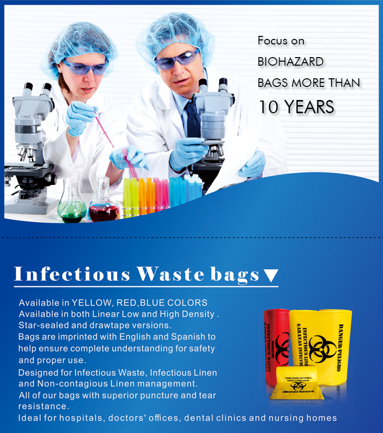 BKBB01 Biodegradable  Autoclavable Biohazard Bag, Biohazard Garbage Bag manufacturer in China