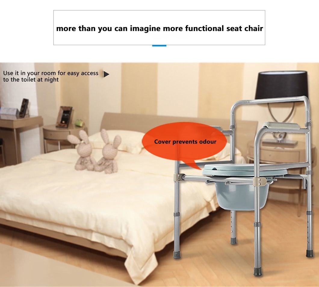 Height Adjustable Hospital Bathroom Folding Steel Toilet Chair Shower Seat