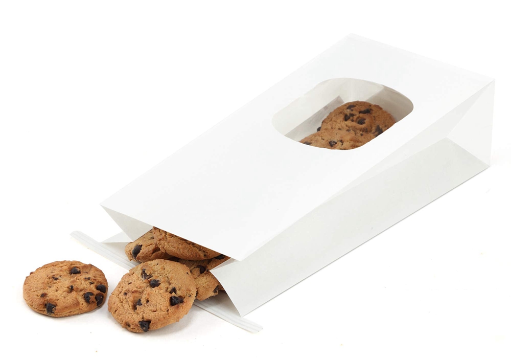 Greaseproof Paper Hot Style Bottom Window White Brown Cookie Biscuit Kraft Paper Bag