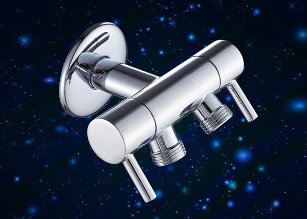 Toilet Angle Valve Double Outlet Connect / Angle Control Valve With Zinc Alloy