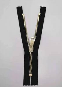  Gold Color Teeth Metal Zips For Bags / Heavy Duty Metal Zippers Manufactures