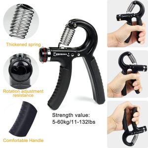 Hand Grip Strengthener Kit 5 Pack Black Adjustable Grip Trainer Finger