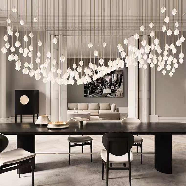 Ceramic Porcelain White Flower Decorative Chandelier Wedding Pendant Lamp For Hotel