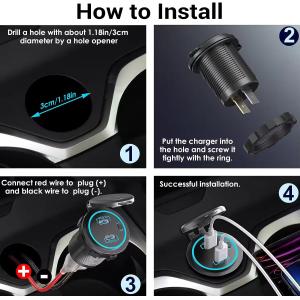 Type C Fast USB Charger For Car PD3.0 36W Dual Port Vehicle Marine Bus USB