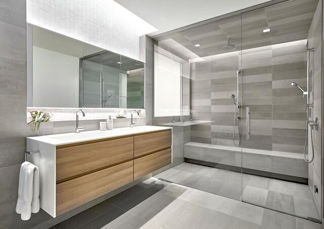 Metal Frame Wall Mounted Bathroom Cabinet Vanity Set with Double Sink and Silver Mirror