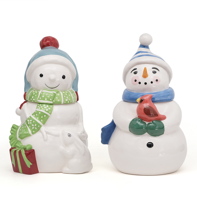 Ceramic Storage Jars With Lids Christmas Holiday Kitchen Coffee Tea Cookie Gift Ceramic Canister Jar 3D Handpainting
