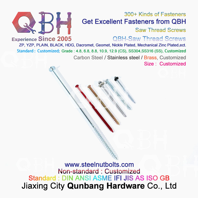 QBH ZP Plain HDG Black Carbon Stainless Steel Self Tapping Self Drilling Saw Thread Screws
