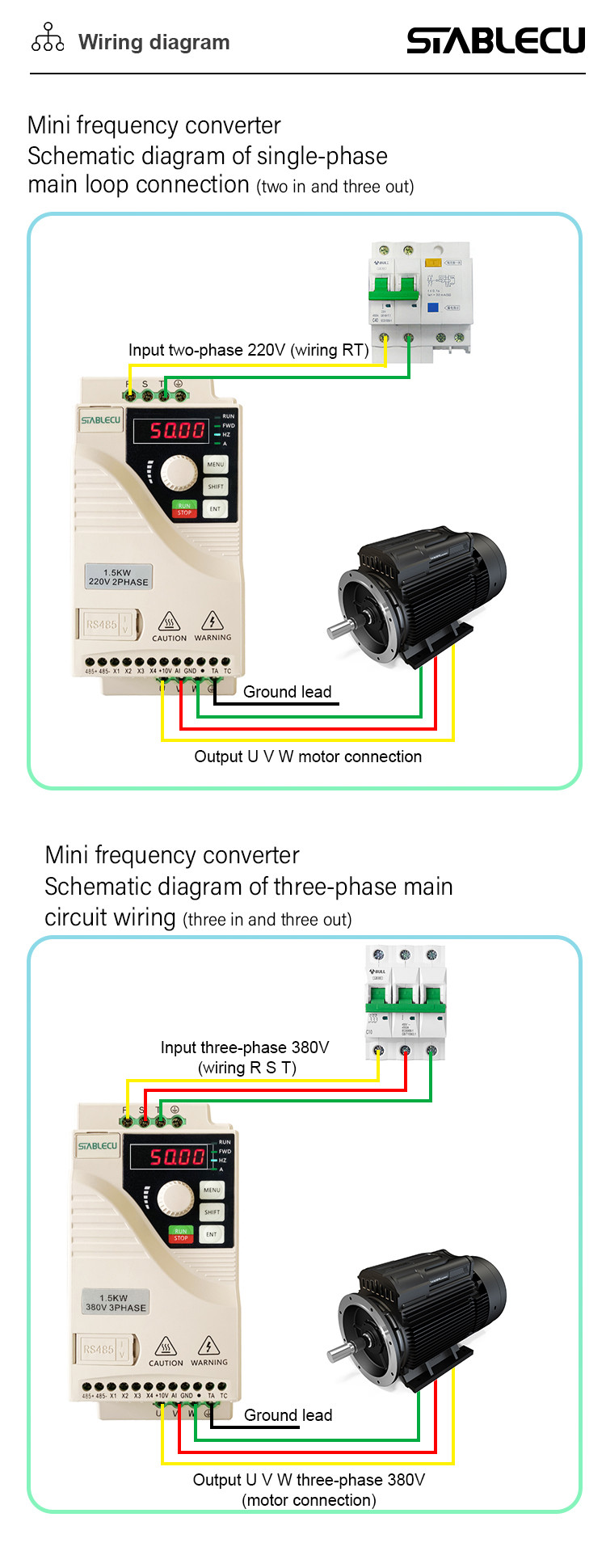 IP20 1.5KW Single Phase Frequency Inverter , VFD For 2HP Single Phase Motor