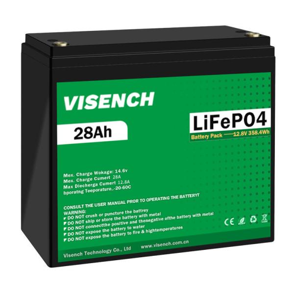 Visench 12.8V Lifepo4 Battery 12V 28Ah Lithium Iron Battery Pack Deep Cycle