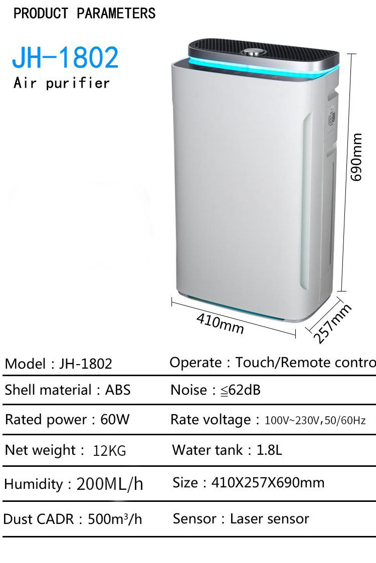 Homefish 500m3/H Household HEPA Air Purifier TUYA WIFI APP CONTROL