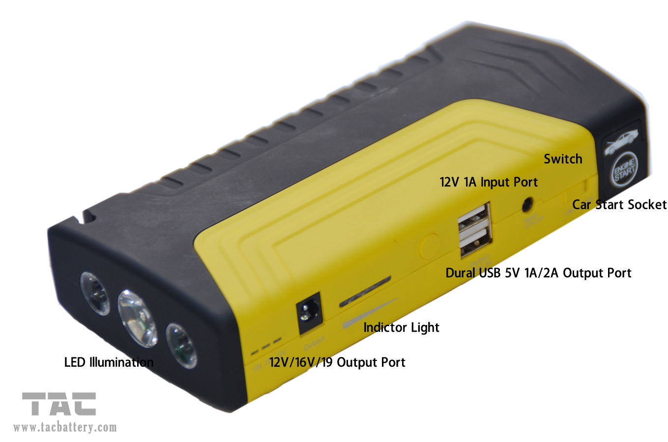 16800mah Emergency Car Battery Starter 19V Petrol With ABS+PC / Double USV