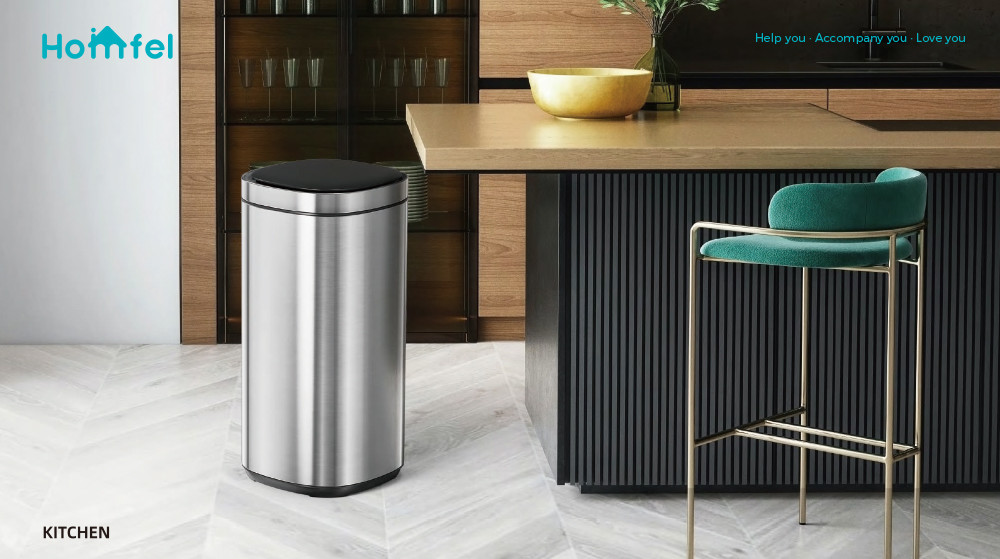 Touchless Intelligent Smart Sensor Bin Trash Can Stainless Steel Sustainable Household