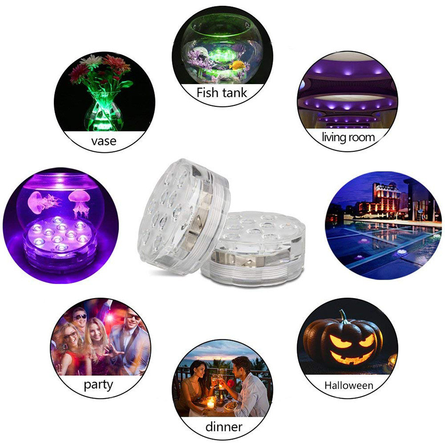 Rgb Submersible LED Lights Remote Controlled Bowl Shape 10 LEDs Type
