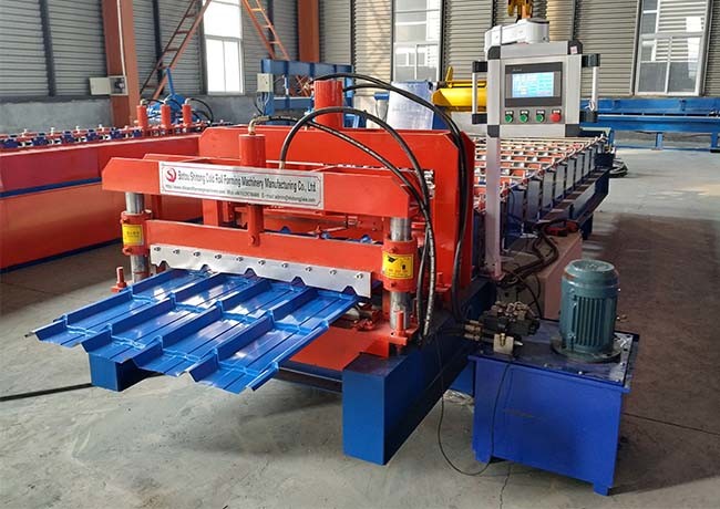 Power 4+4 Kw Glazed Tile Roll Forming Machine Bamboo Shape Productivity 1-4 M/Min