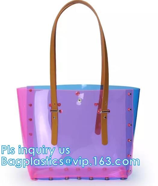 Leisure PVC Purple Handbag For Ladies, Promotional Handbags, Summer Beach Bag PVC Clear Transparent Handbag Women Should
