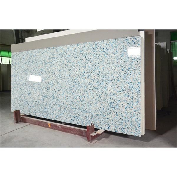 Home Blue And White Glass Surface Quartz With Grinded Blue Shades