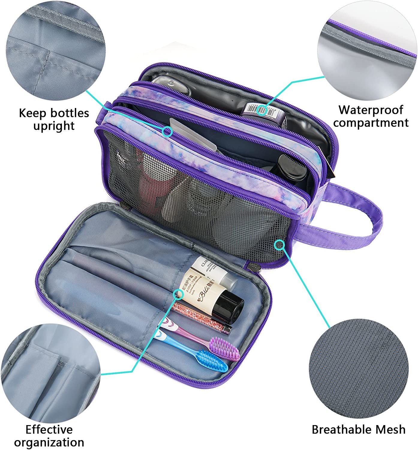 Travel Toiletry Bag for Little Young Teen Girls Cosmetic Makeup Waterproof Hanging Wash Bag Traveling
