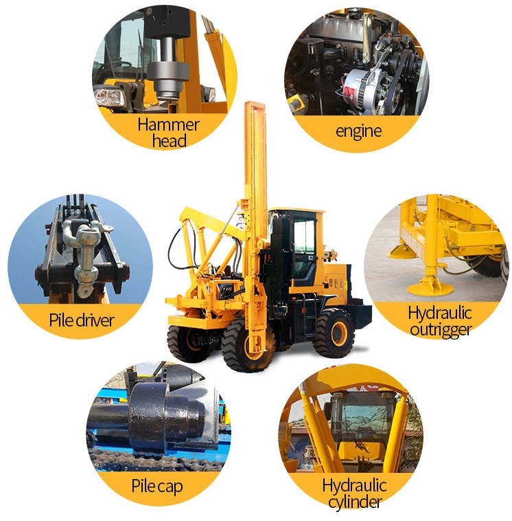 Hydraulic Hammer Pile Driver Machine For Highway Guardrail Installation