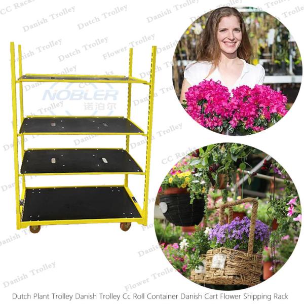 Danish Flowers And Plants Display Plywood Trolley High End Plastic Strong
